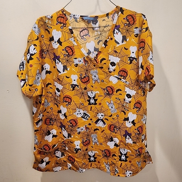 SERENE Uniformes Women's Halloween Puppies Scrub Top XL - Picture 3 of 9